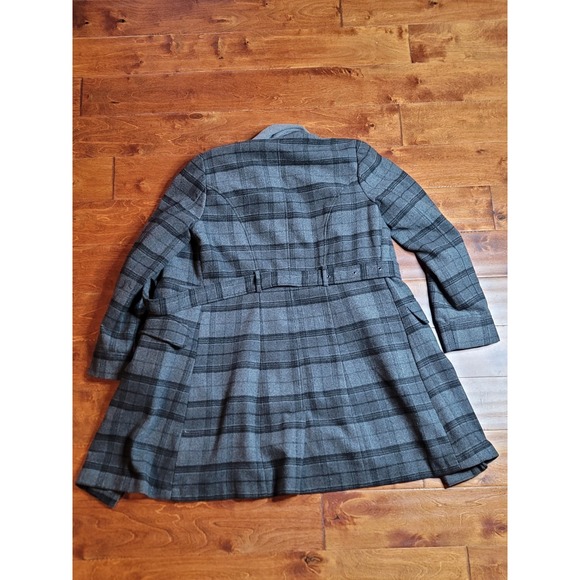 Converse One Star Size XL Women Multicolor Plaid Button Up Belted Trench Coat - Picture 6 of 6